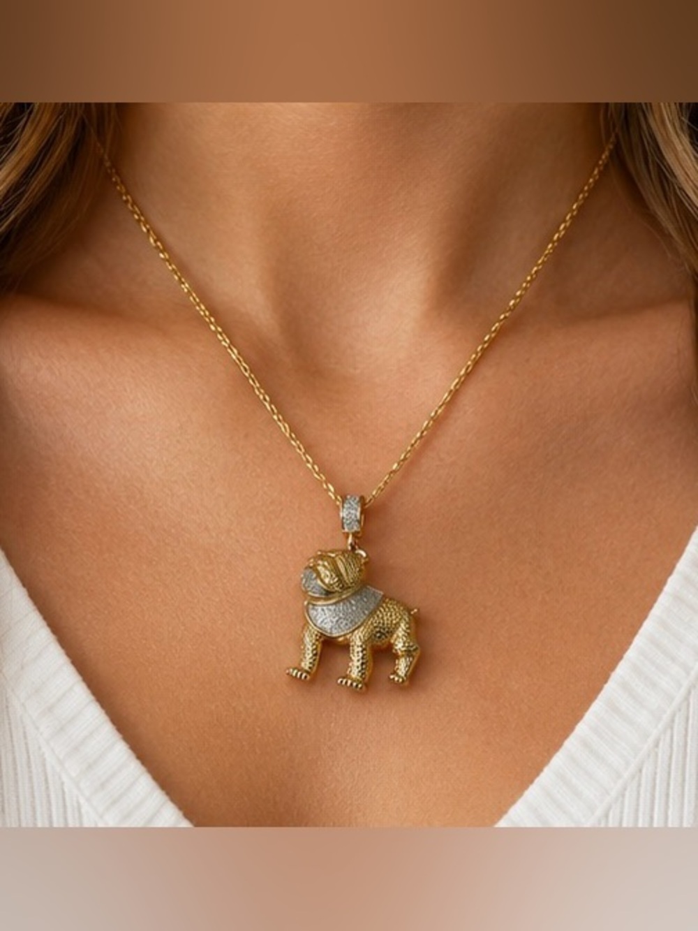 Bulldog Charm gold and silver - Picture 5 of 7